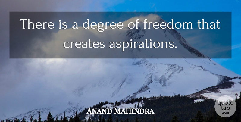 Anand Mahindra Quote About Creates, Degree, Freedom: There Is A Degree Of...
