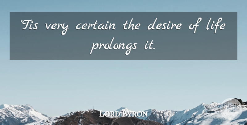 Lord Byron Quote About Death, Desire, Certain: Tis Very Certain The Desire...