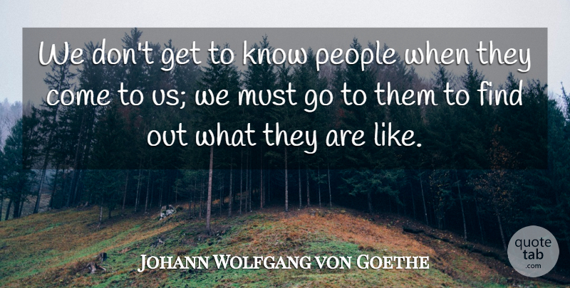 Johann Wolfgang von Goethe Quote About People, Humanity, Knows: We Dont Get To Know...