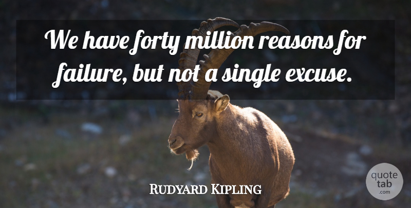 Rudyard Kipling Quote About Success, Failure, Excuse: We Have Forty Million Reasons...