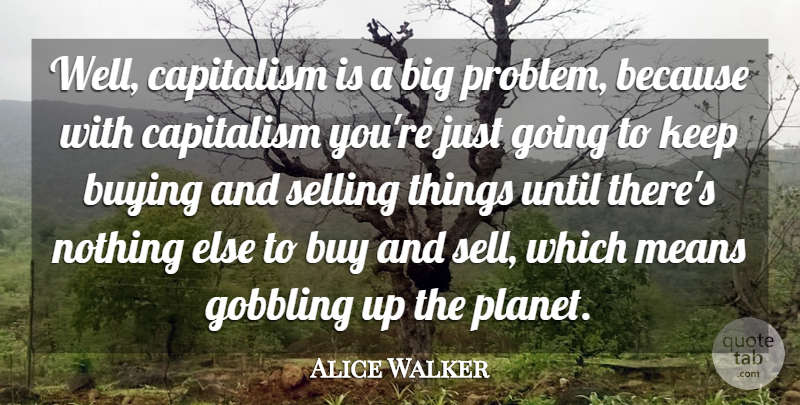 Alice Walker Quote About Mean, Selling Things, Buying: Well Capitalism Is A Big...