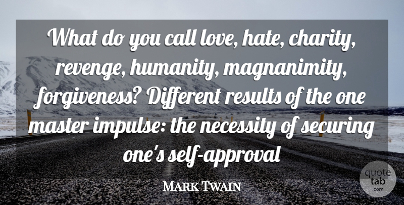 Mark Twain Quote About Call, Charity, Master, Necessity, Results: What Do You Call Love...