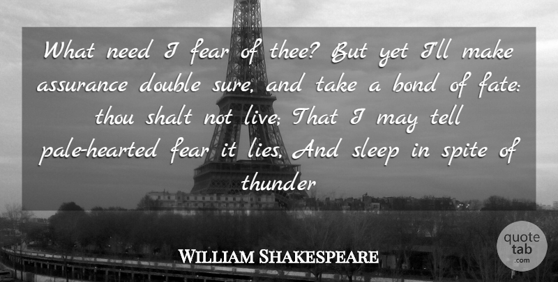 William Shakespeare Quote About Assurance, Bond, Double, Fear, Shalt: What Need I Fear Of...