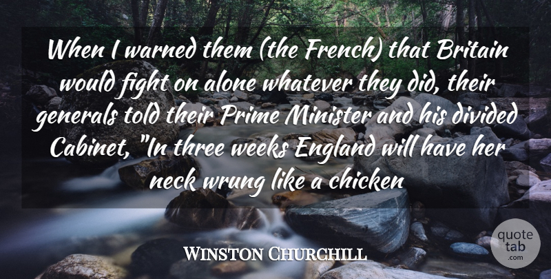 Winston Churchill Quote About War, Fighting, Three: When I Warned Them The...