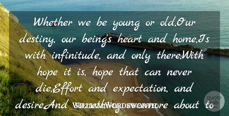 William Wordsworth Quote About Destiny, Evermore, Heart, Hope, Whether: Whether We Be Young Or...