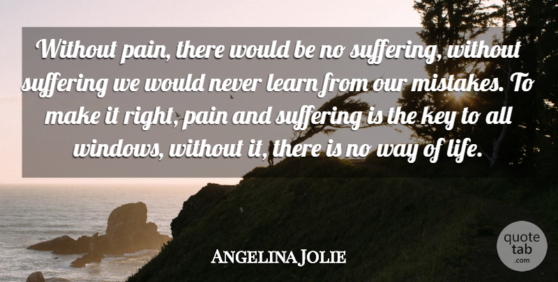 Angelina Jolie Quote About Inspirational, Pain, Mistake: Without Pain There Would Be...