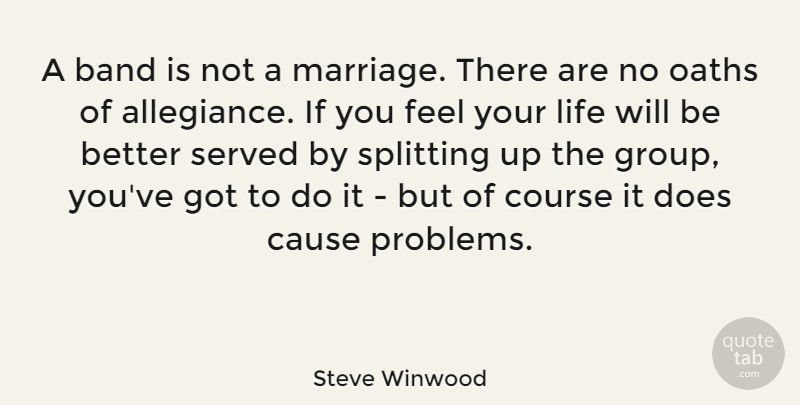 Steve Winwood Quote About Band, Cause, Course, Life, Marriage: A Band Is Not A...