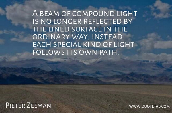 Pieter Zeeman Quote About Beam, Compound, Follows, Instead, Light: A Beam Of Compound Light...