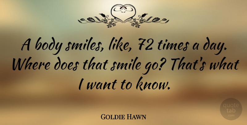 Goldie Hawn Quote About Smile: A Body Smiles Like 72...