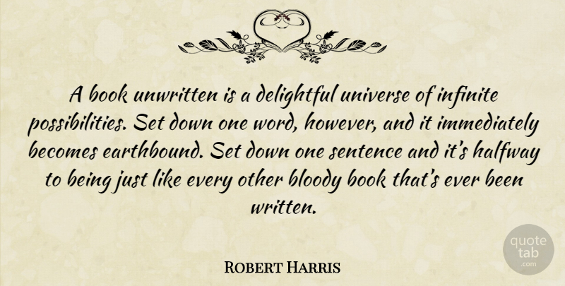 Robert Harris Quote About Book, Infinite, Possibility: A Book Unwritten Is A...