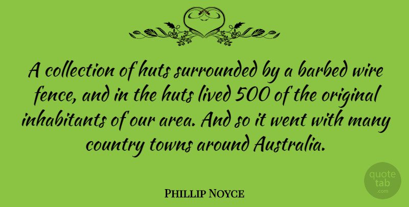 Phillip Noyce Quote About Country, Australia, Wire: A Collection Of Huts Surrounded...