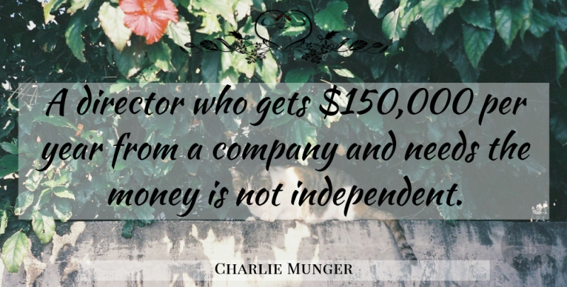 Charlie Munger Quote About Independent, Years, Directors: A Director Who Gets Dollar150000...