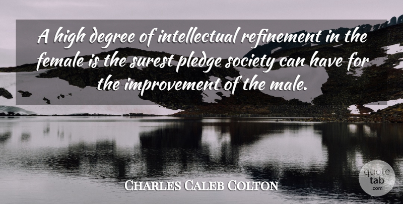 Charles Caleb Colton Quote About Women, Intellectual, Female: A High Degree Of Intellectual...