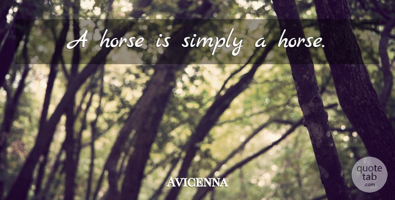 Avicenna Quote About Horse: A Horse Is Simply A...