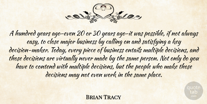 Brian Tracy Quote About Years, Keys, People: A Hundred Years Ago Even...