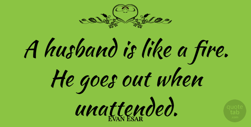 Evan Esar Quote About Husband, Fire, Funny Wedding Toast: A Husband Is Like A...