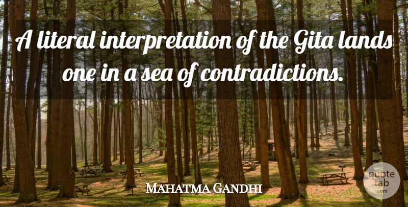 Mahatma Gandhi Quote About Sea, Land, Gita: A Literal Interpretation Of The...