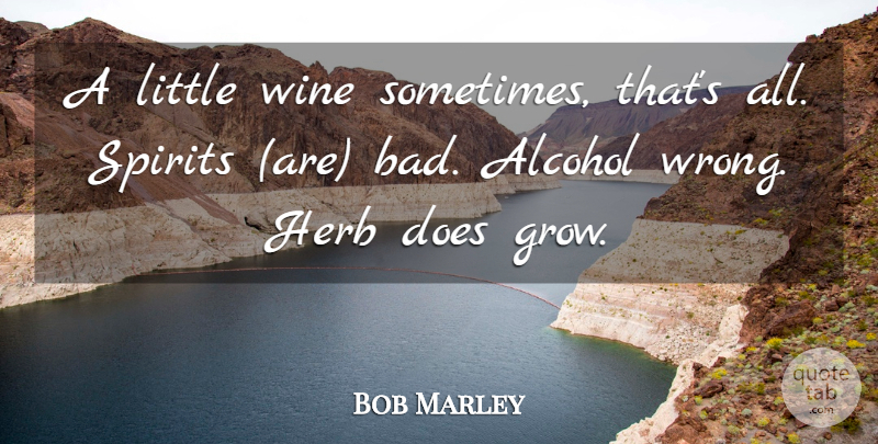 Bob Marley Quote About Wine, Alcohol, Doe: A Little Wine Sometimes Thats...