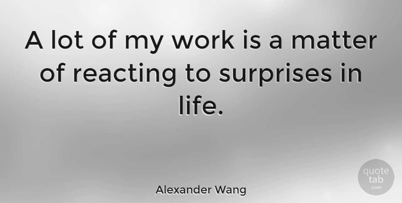 Alexander Wang Quote About Matter, Surprise, Surprise In Life: A Lot Of My Work...