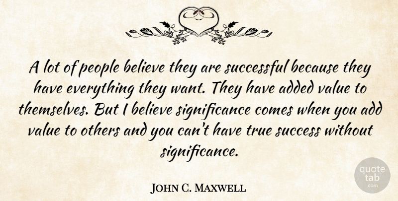 John C. Maxwell Quote About Believe, Successful, People: A Lot Of People Believe...