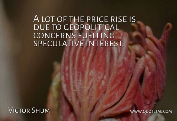 Victor Shum Quote About Concerns, Due, Price, Rise: A Lot Of The Price...