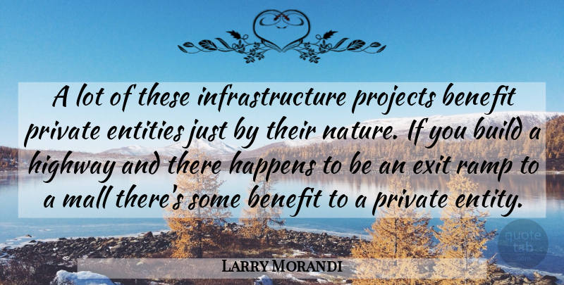 Larry Morandi Quote About Benefit, Build, Entities, Exit, Happens: A Lot Of These Infrastructure...
