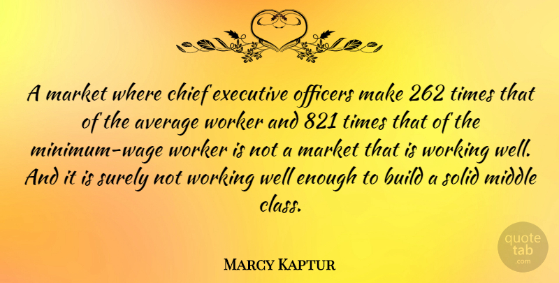 Marcy Kaptur Quote About Average, Class, Minimum Wage: A Market Where Chief Executive...