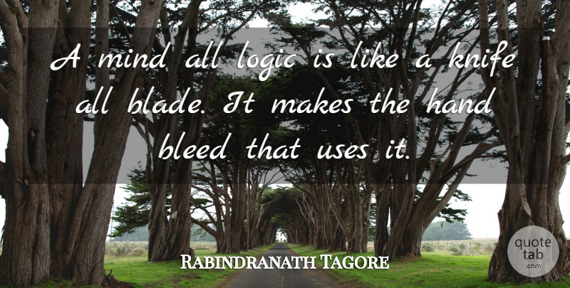 Rabindranath Tagore Quote About Inspirational, Hands, Knives: A Mind All Logic Is...