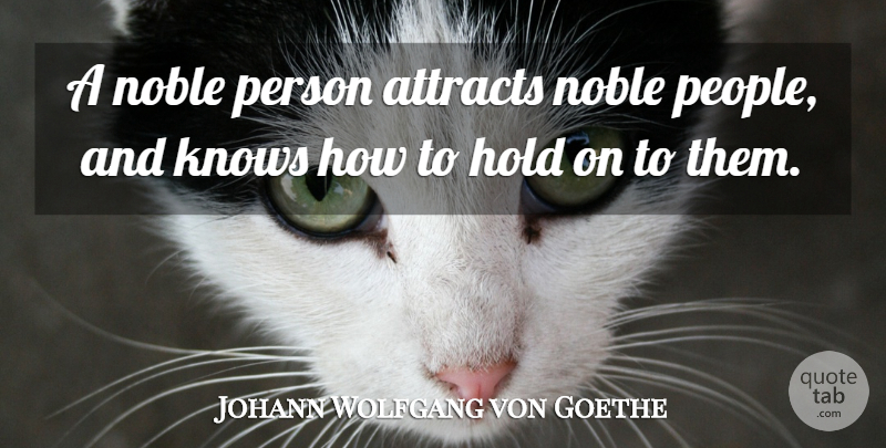 Johann Wolfgang von Goethe Quote About People, Noble, Nobility: A Noble Person Attracts Noble...