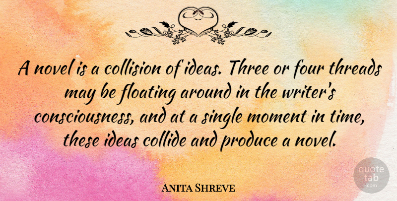 Anita Shreve Quote About Floating, Four, Ideas, Moment, Novel: A Novel Is A Collision...