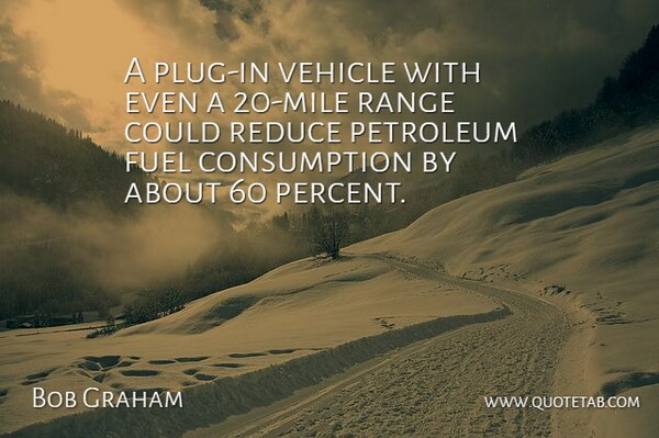 Bob Graham Quote About Fuel, Petroleum, Range, Reduce, Vehicle: A Plug In Vehicle With...