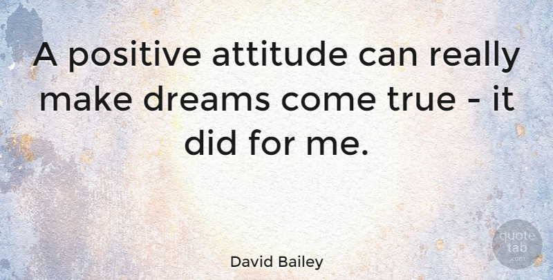 David Bailey Quote About Inspirational, Positive, Dream: A Positive Attitude Can Really...