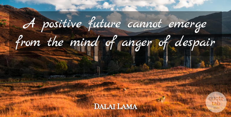 Dalai Lama Quote About Mind, Despair, Positive Future: A Positive Future Cannot Emerge...