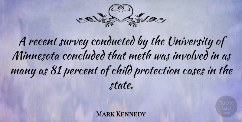 Mark Kennedy Quote About Cases, Concluded, Involved, Minnesota, Recent: A Recent Survey Conducted By...