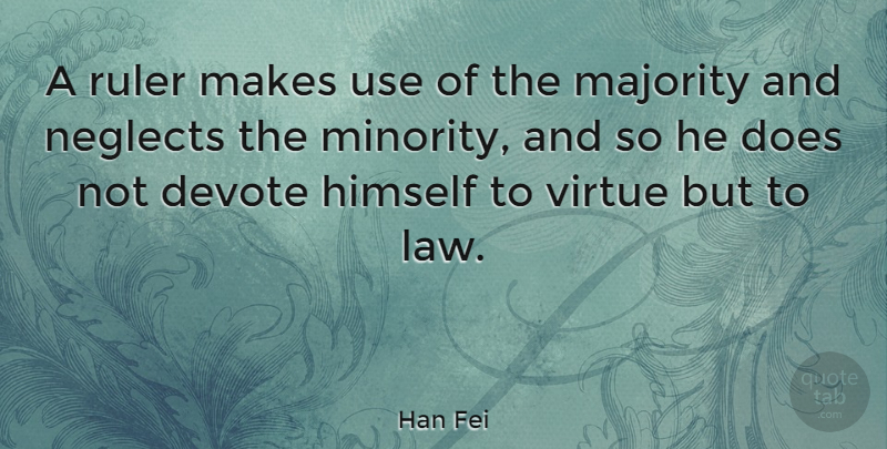 Han Fei Quote About Devote, Himself, Majority, Ruler: A Ruler Makes Use Of...