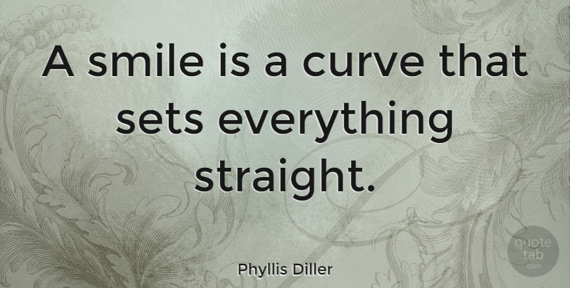 Phyllis Diller Quote About Happiness, Smile, Laughter: A Smile Is A Curve...