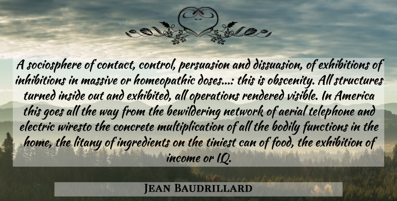 Jean Baudrillard Quote About Home, America, Income: A Sociosphere Of Contact Control...