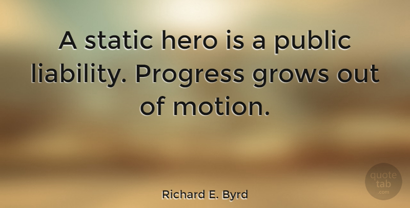 Richard E. Byrd Quote About Hero, Progress, Static: A Static Hero Is A...