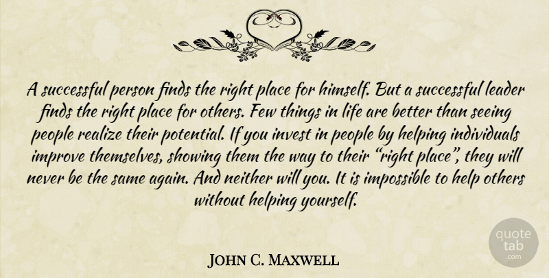 John C. Maxwell Quote About Successful, Helping Others, Things In Life: A Successful Person Finds The...