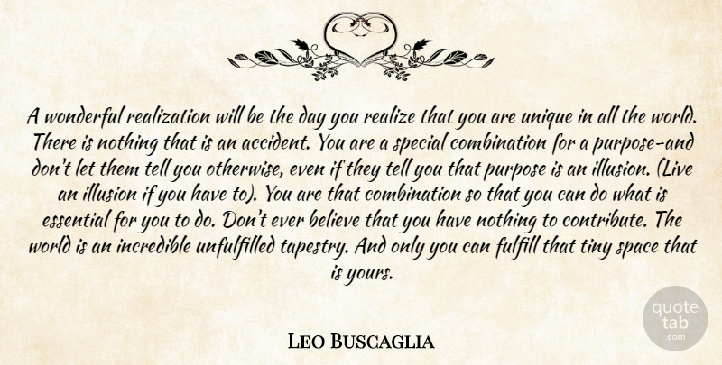 Leo Buscaglia Quote About Believe, Unique, Space: A Wonderful Realization Will Be...