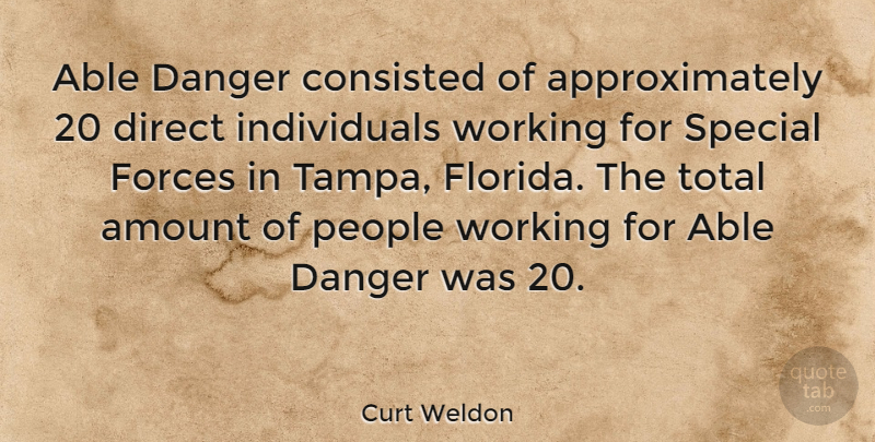 Curt Weldon Quote About Florida, People, Special: Able Danger Consisted Of Approximately...