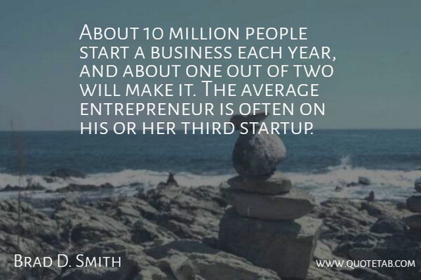 Brad D. Smith Quote About Average, Business, Million, People, Third: About 10 Million People Start...