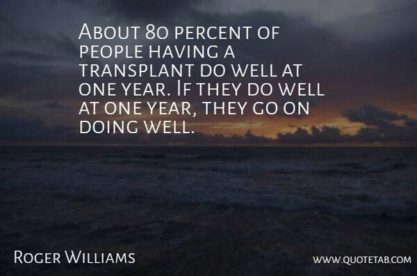 Roger Williams Quote About People, Percent, Transplant: About 80 Percent Of People...