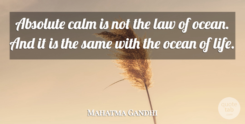 Mahatma Gandhi Quote About Life, Ocean, Law: Absolute Calm Is Not The...