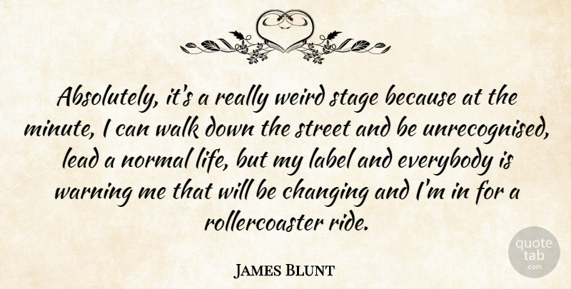 James Blunt Quote About Stupid, Warning, Normal: Absolutely Its A Really Weird...