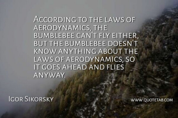 Igor Sikorsky Quote About According, Ahead, Flies, Fly, Goes: According To The Laws Of...
