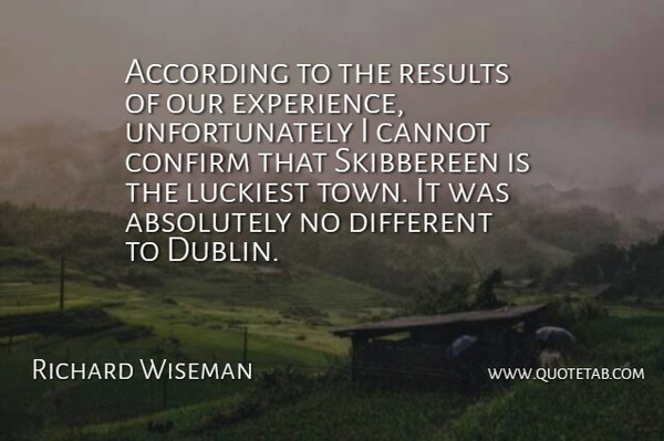 Richard Wiseman Quote About Absolutely, According, Cannot, Confirm, Luckiest: According To The Results Of...