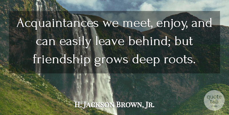 H. Jackson Brown, Jr. Quote About Easily, Friendship, Grows, Leave: Acquaintances We Meet Enjoy And...