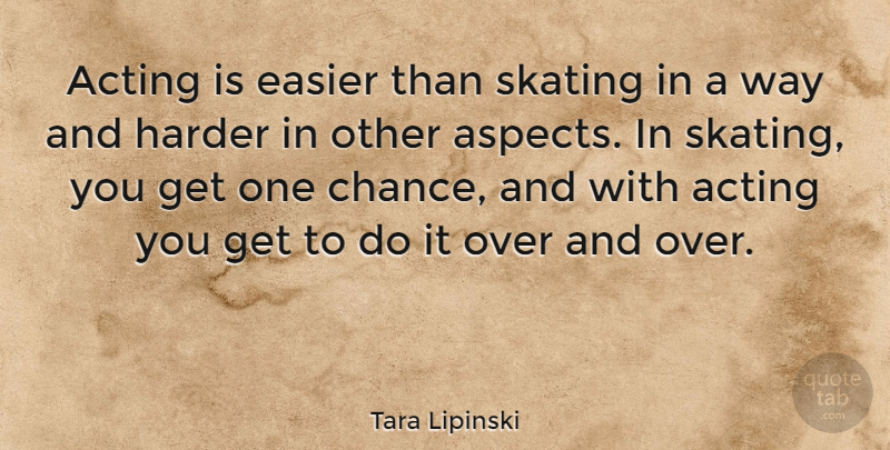 Tara Lipinski Quote About Acting, American Athlete, Easier, Harder, Skating: Acting Is Easier Than Skating...