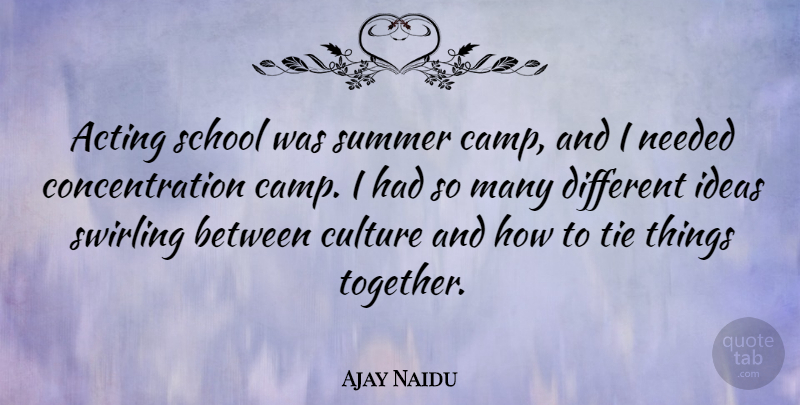 Ajay Naidu Quote About Summer, School, Ideas: Acting School Was Summer Camp...